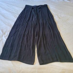 & Other Stories Wide Leg Pleated Cropped Black Pants Slacks Size 10 Pallazo